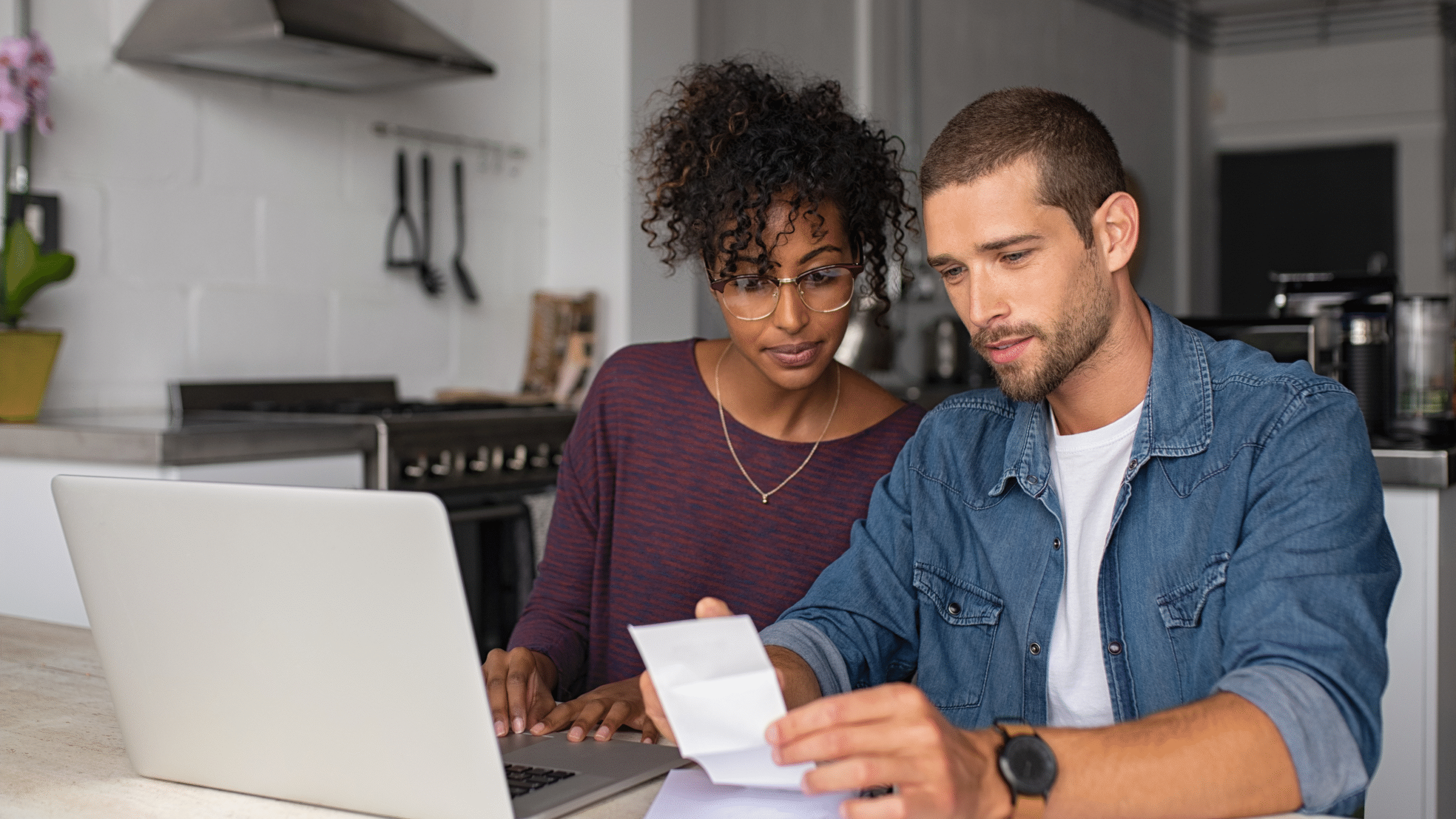 A couple looking at their finances